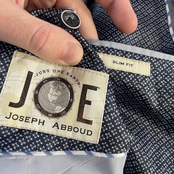 Joseph Abboud JOE Men’s 44 R Double Breasted 100% Linen Blazer - Heathered Blue - Picture 6 of 10